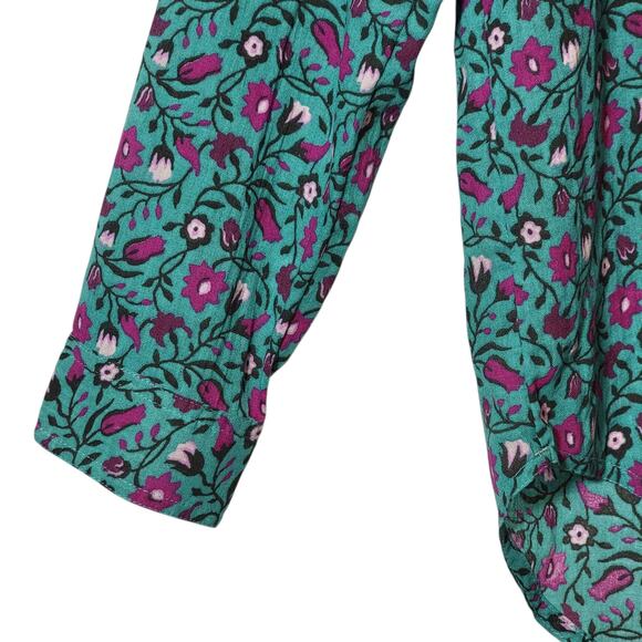 Sundance Floral Joy Button Down Shirt Long Sleeve Blue Purple Green Boho Size S - Picture 7 of 15